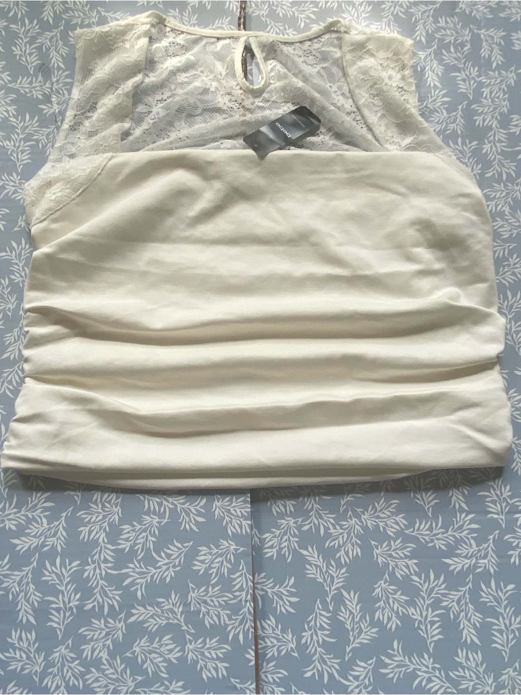 Bebe White Lace-Back Square Neck Camisole — image 3 of 8